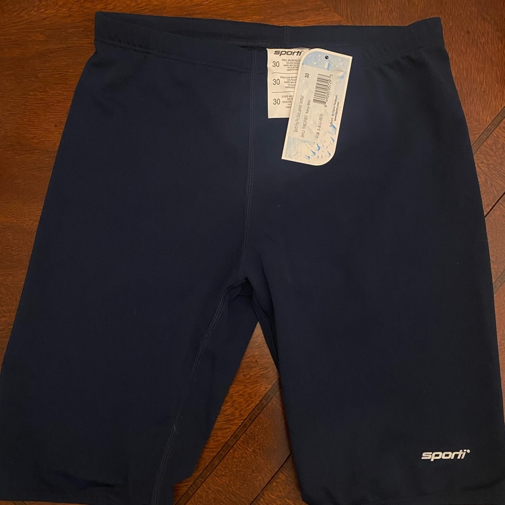 Size 30: Mens Sporti Poly Pro Solid Navy Jammer Swimsuit